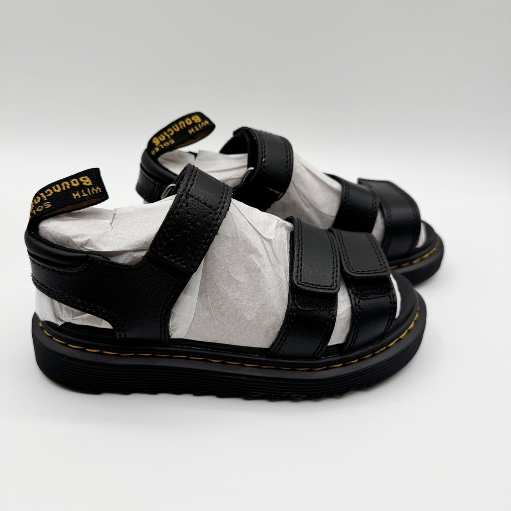 New Dr. Martens Klaire J Black Sandals Unisex Little Big Kids US 1 Boy UK 13